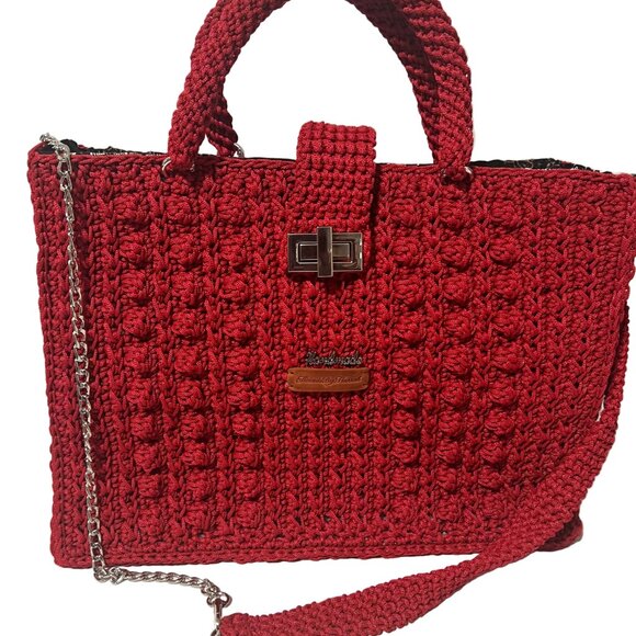 Handmade Red Satchel Handbag - Picture 5 of 6